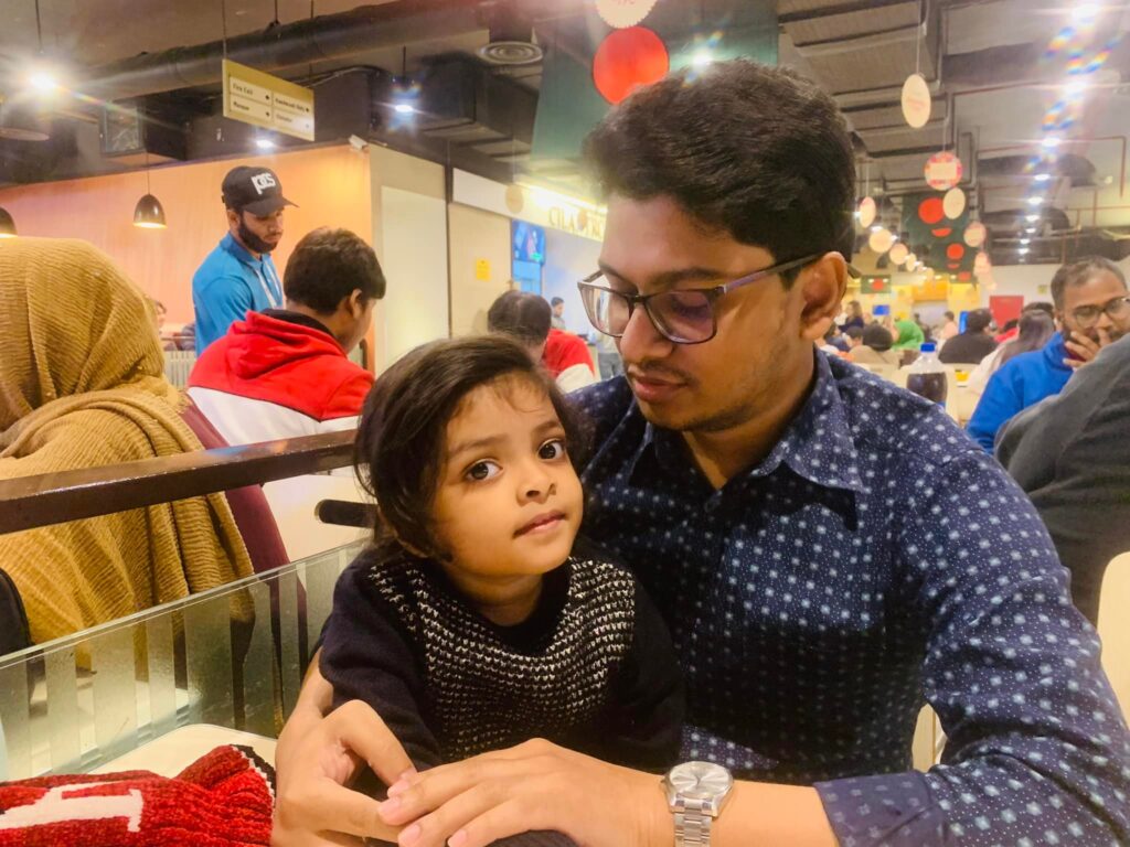 ABM Hayat Ullah with his daughter Rufaida